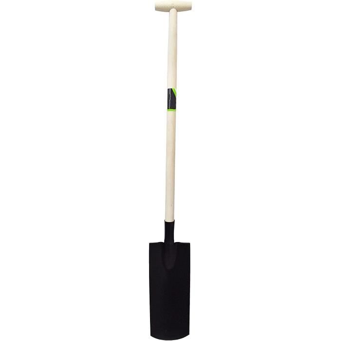 Bêche De Jardin KADAX Avec Manche Bois 120cm - Pelle Drainage Pour Plantation