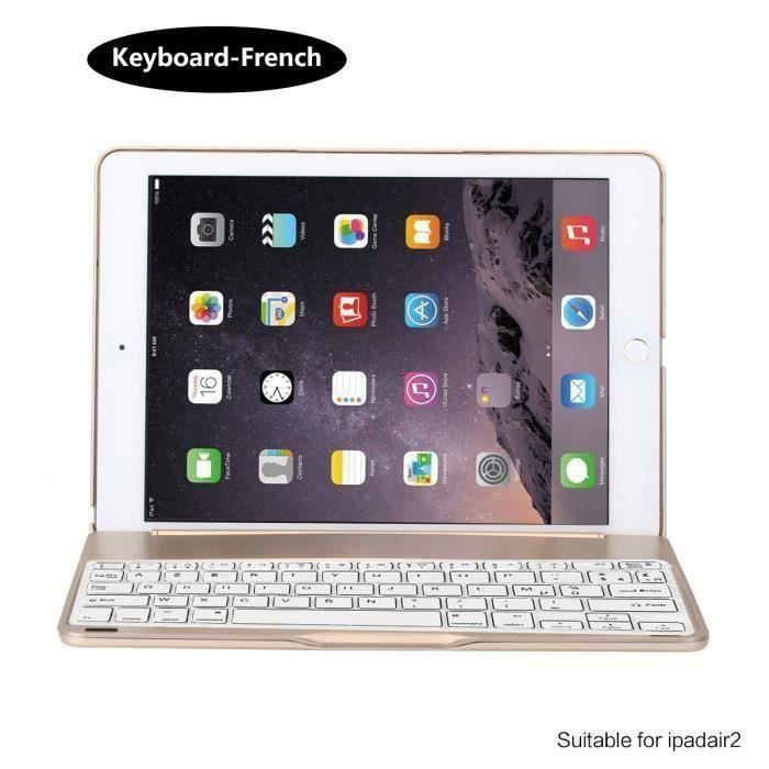 Gepensioneerde Aan boete Bluetooth Clavier AZERTY iPad Air 2, Clavier Français Etui Coque Support  Pour iPad Air 2 (Or) J0CCA6 - Prix pas cher - Cdiscount