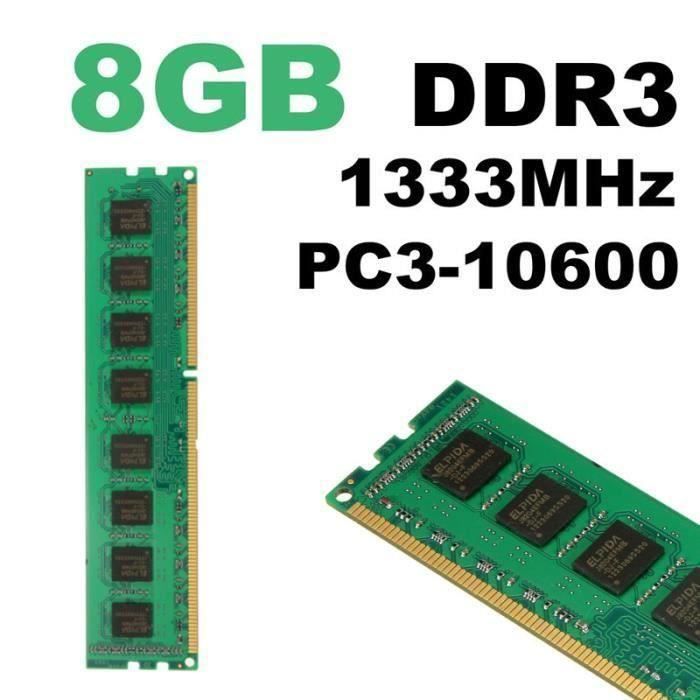 Top achat Memoire PC 8GO 8GB Mémoire RAM DDR3 PC3-10600 DIMM 240PIN 1333MHz Desktop PC AMD Système pas cher