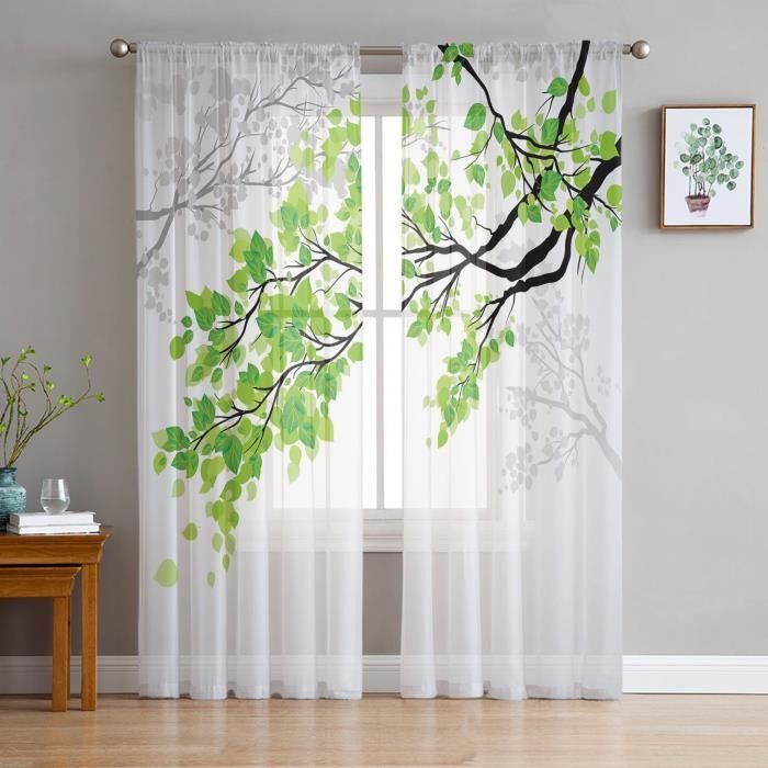 Rideaux 2 Panneaux Feuilles D'eucalyptus Bleu Aquarelle - 140x175 Cm, Occultant, Pour Chambre Salon