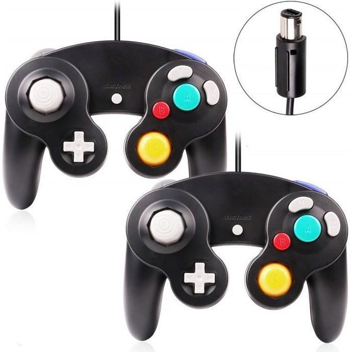 2 x Manettes Noires pour Console Gamecube Filaire Classique Manette contrôleur pour Nintendo Gamecube GC & Wii Effet de - vue 2