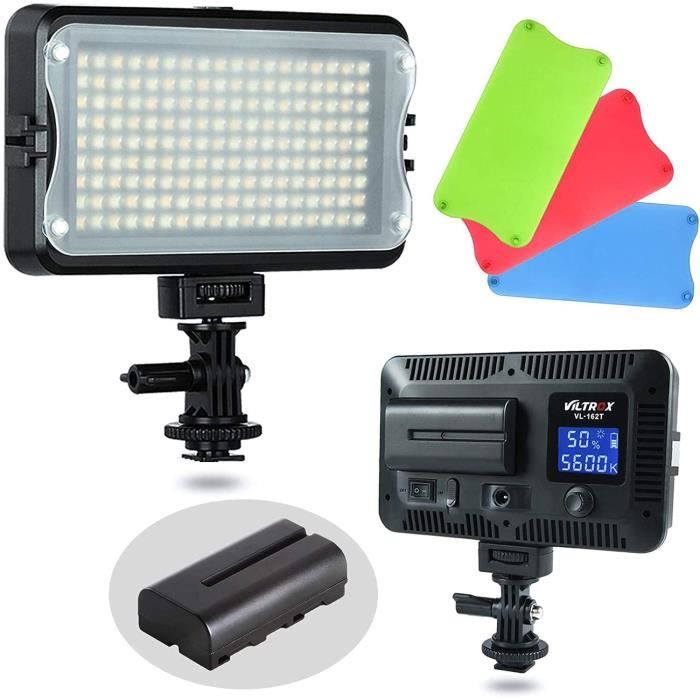 VILTROX VL-162T Lumière Vidéo LED Bicolore 3300K-5600K CRI95 Dimmable Studio Photo Eclairage pour Caméra Caméscope avec Batterie et Chargeur 
