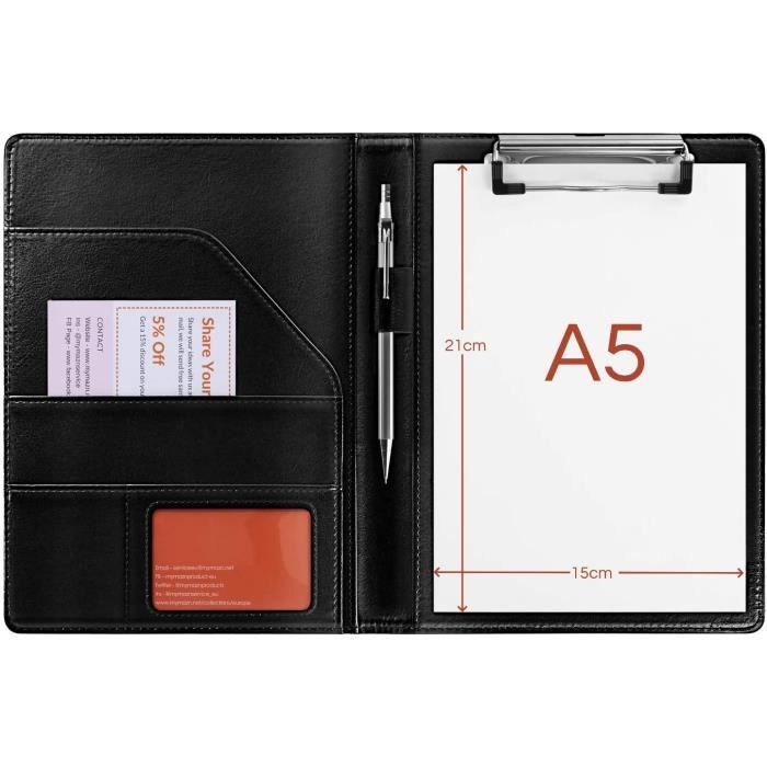 Porte Document A5 Support Pour Bloc-notes Format A5 Avec Organiseur de  Conférencier Porte-documents,Porte-Bloc ( Noir ) - Cdiscount Bagagerie -  Maroquinerie