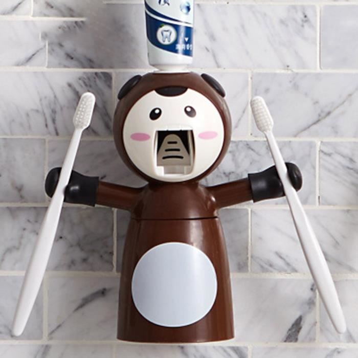 Distributeur De Dentifrice Automatique Mural - Blanc, Avec Presse-tube Et Porte-brosse Intégré - Installation Sans Perçage - Pour Salle De Bain Familiale