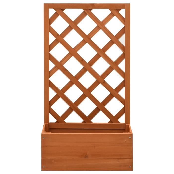 HOT1194 Bac A Fleur Lit surélevé de jardin - à treillis de jardin Orange 50x25x90cm Bois de sapin Robuste de Qualité