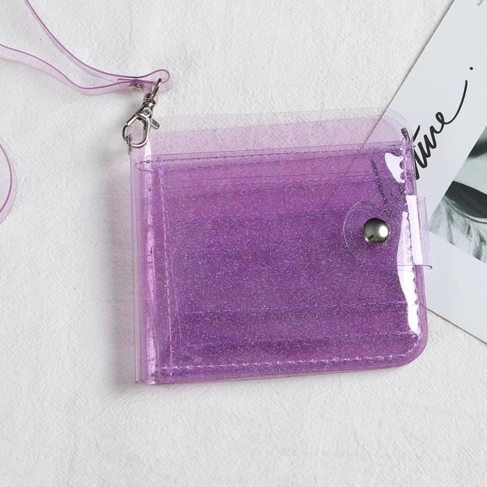 Un violet - Porte monnaie Transparent à paillettes, porte monnaie