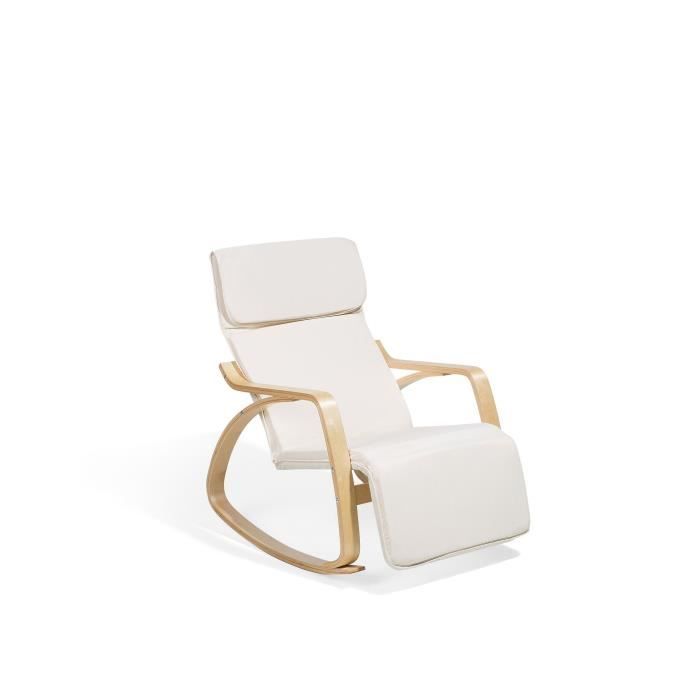 fauteuil à bascule - beliani - weston - blanc - avec accoudoirs - relaxation