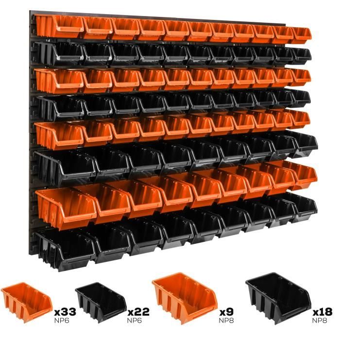 Botle Lot De 20 Boîtes De Rangement Empilables En Plastique Avec Couvercle Rouge 100 X 150 X 70 Cm, Bacs A Bec, Boites De Rangement, Boites Au Garage