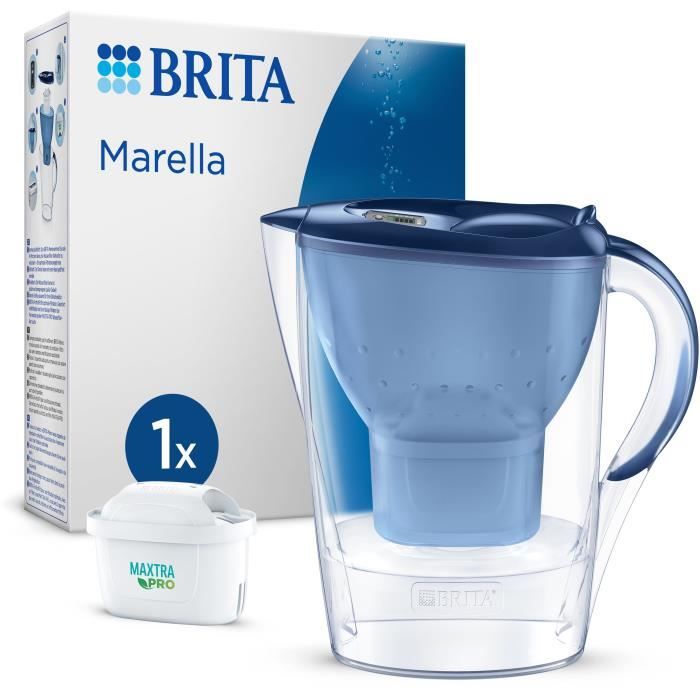 BRITA Carafe filtrante Marella bleue + 1 cartouche filtrante MAXTRA PRO All-in-1 - Nouveau MAXTRA +