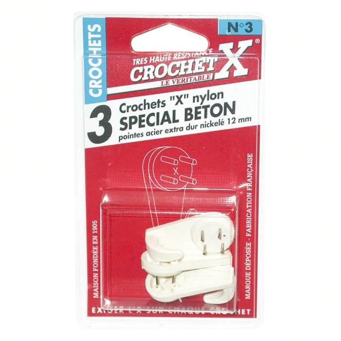 Crochet x lot de 4 crochets x béton nylon