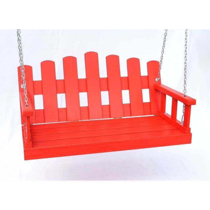 Dandibo Banc Suspendu Rouge Balancoire Avec Chaine Et Coussin Balancoire De Jardin Balancelle Achat Vente Balancelle Dandibo Banc Suspendu Rouge Cdiscount