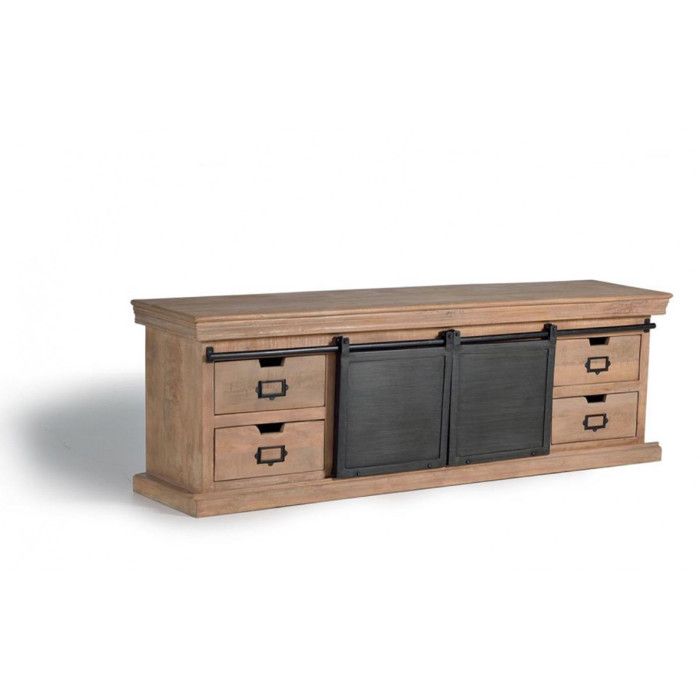 Meuble TV - Giner y Colomer - Industriel - Bois de manguier - 170 cm - Noir Meuble TV - Giner y Colomer - Industriel - Bois de manguier - 170 cm - Noir