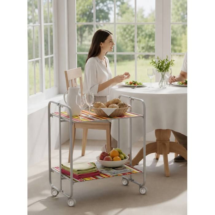 Desserte pliante BAUHAUS avec roulettes Structure grise 2 niveaux 4 positions DON HIERRO. 0909 Desserte pliante BAUHAUS avec roulettes Structure grise 2 niveaux 4 positions DON HIERRO. 0909