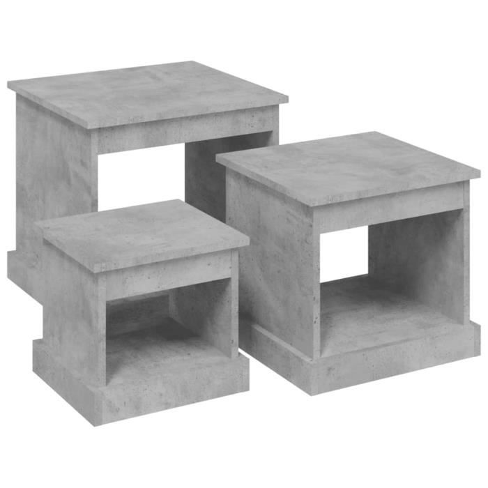 drfeify tables gigognes 3 pcs gris béton bois d'ingénierie hb012