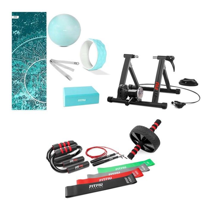 Pack CYCLING 300 rouleau de v lo ROB 20 accessoires yoga KITWELL 500 BLEU mat riel fitness KITFIT 400 FITFIU Fitness