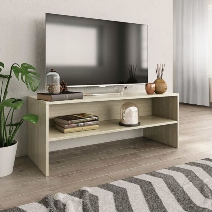 vidaXL Meuble TV Chêne sonoma 100 x 40 x 40 cm Aggloméré