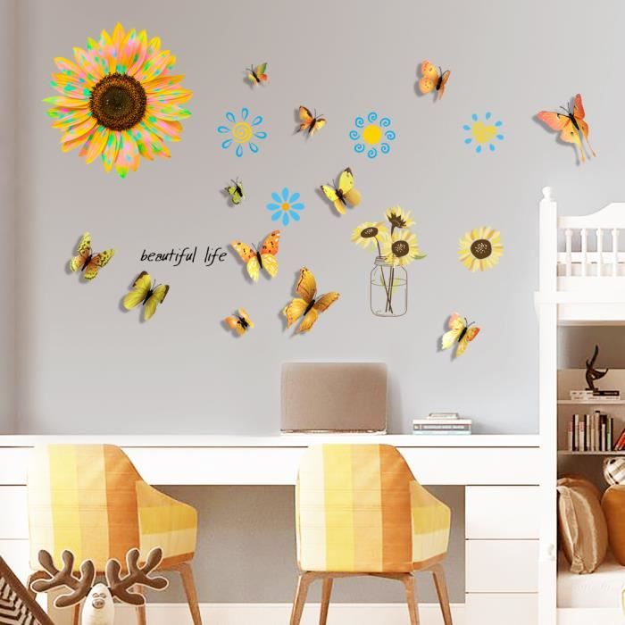Stickers Chambre Fille Papillon - Autocollant muraux et deco