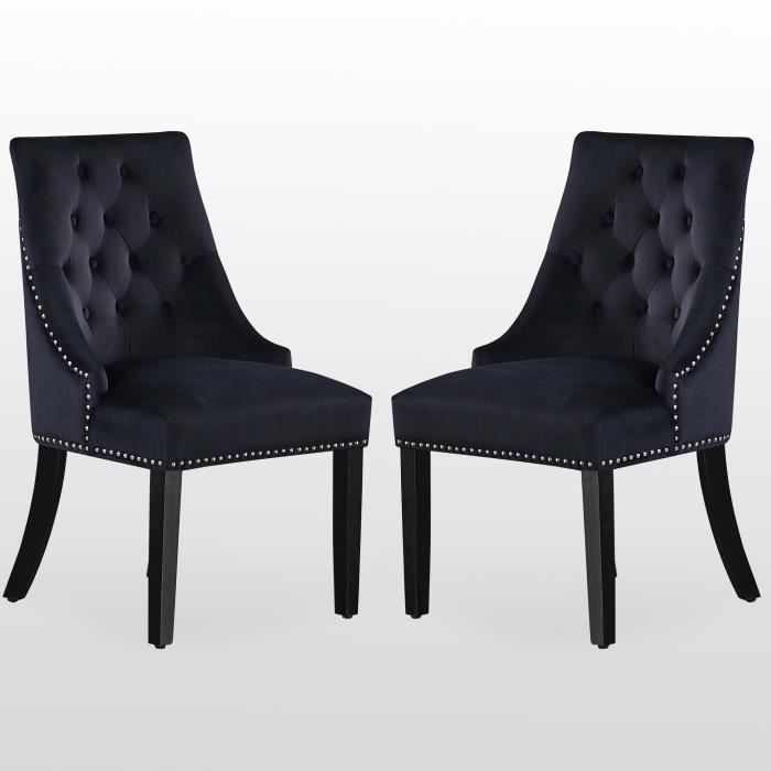 chaises capitonnées en velours noir - life interiors - windsor - style classique & design - pieds en bois