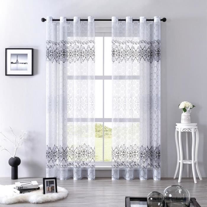 Konsilsa Rideau Voilage Gris Élégant 1 Panneau 130x240 Cm – Voile Sablé Semi-Transparent à Œillets Pour Salon, Chambre & Baie Vitrée
