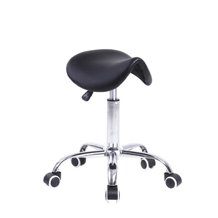 Tabouret Pivotant KKTONER - Dossier Réglable - Hauteur Ajustable 48,5-64,5cm - Noir