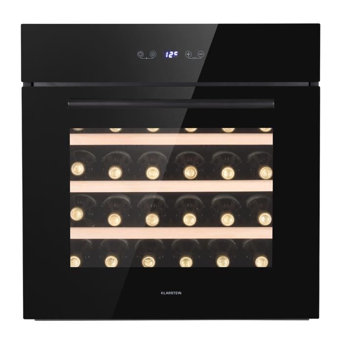 Cave à Vin Encastrable Klarstein - Porte en Verre - Zone Unique - Protection UV - 30 Bouteilles - Noir - Klarstein