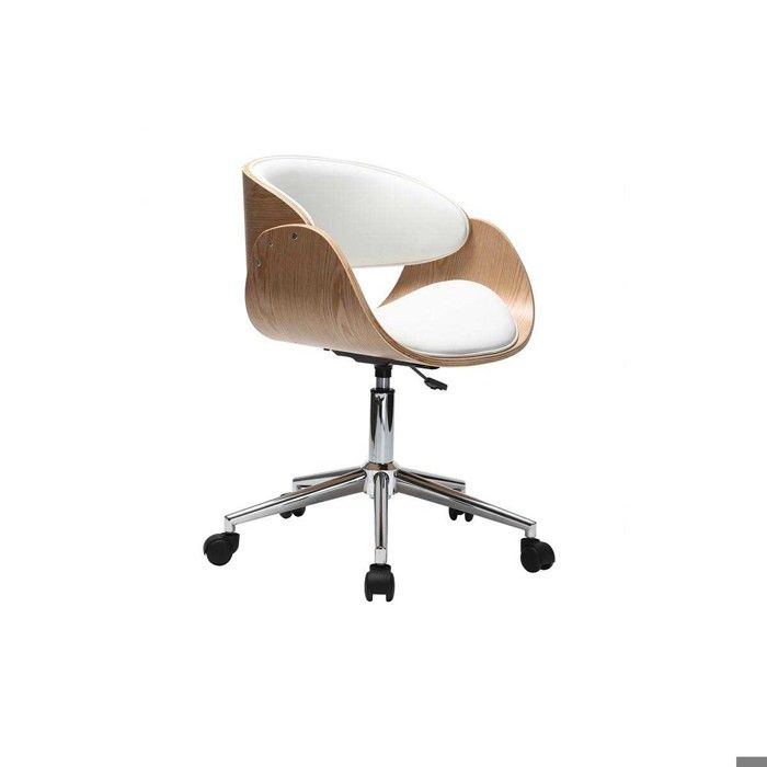Chaise design roulettes blanc et bois clair BENT - MILIBOO - Contemporain - Design - A roulettes