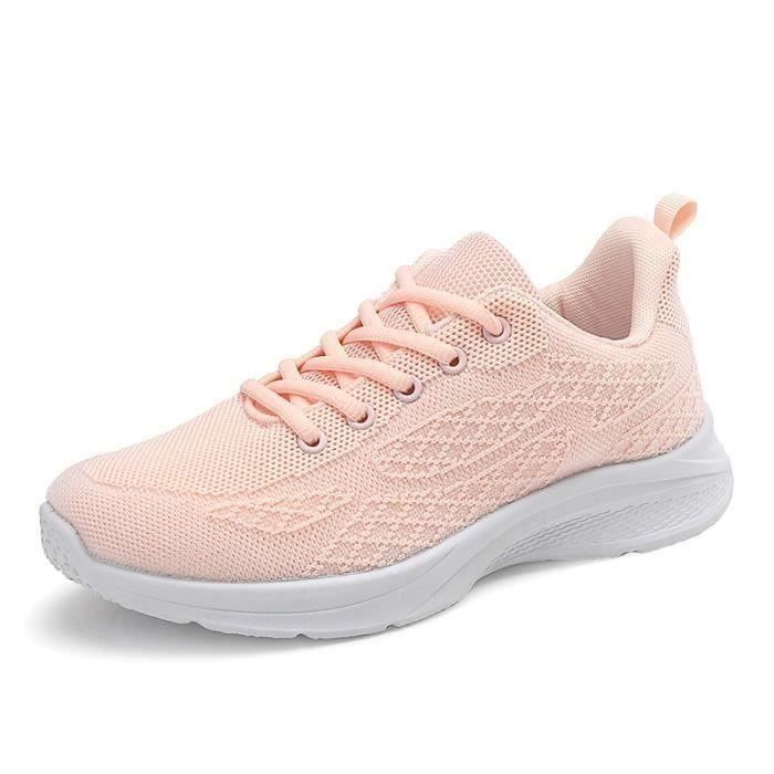 chaussures de fitness pour femmes - sneakers en maille respirante semelle rose