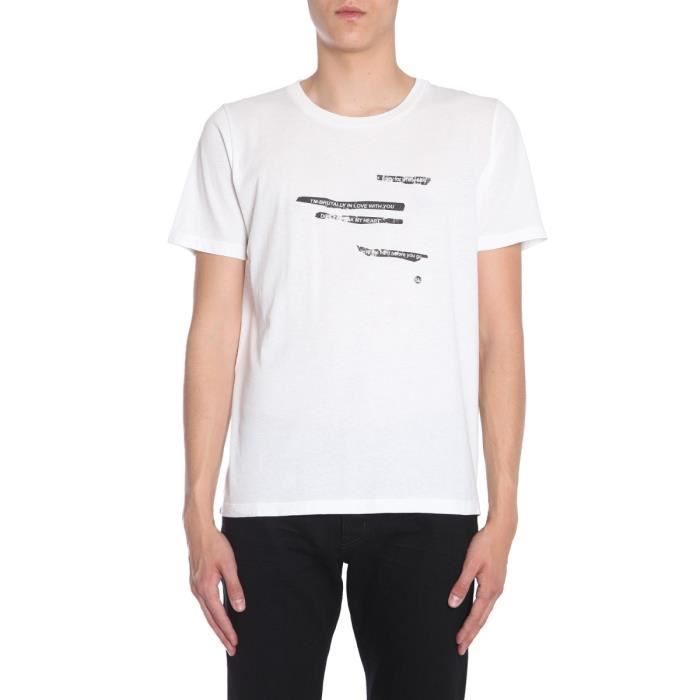 T-shirt en coton a logo Coton Saint Laurent pour homme en coloris Blanc Homme T-shirts T-shirts Saint Laurent 