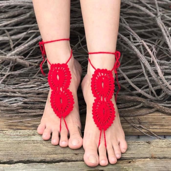 Robe Sandale pieds nus Crochet tenue de plage chaussures de