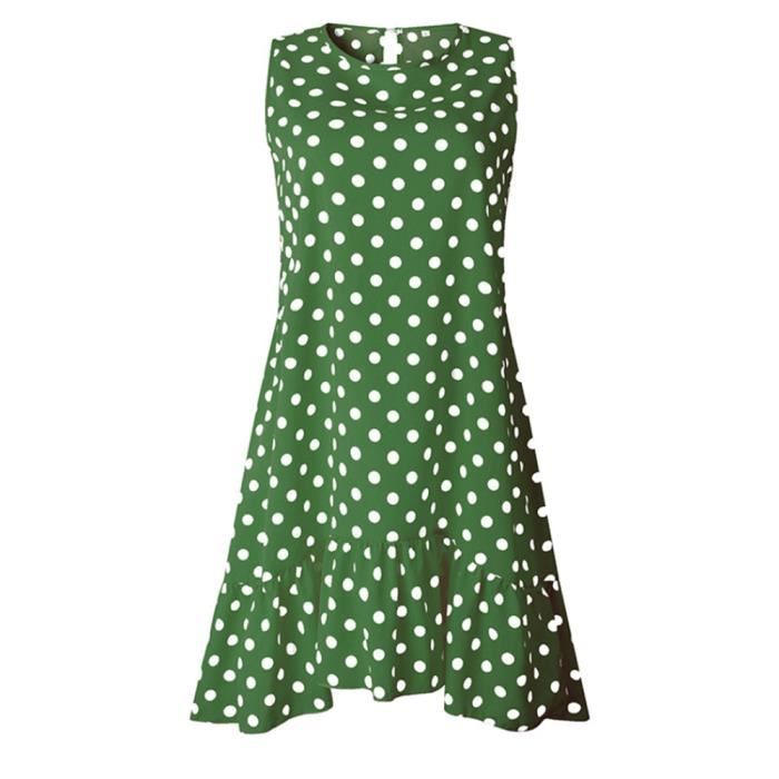 Robe Vintage Femme été à Pois - Sans Manches, Crayon, Longueur Genou - Style Années 50 Pour Soirée Ou Quotidien