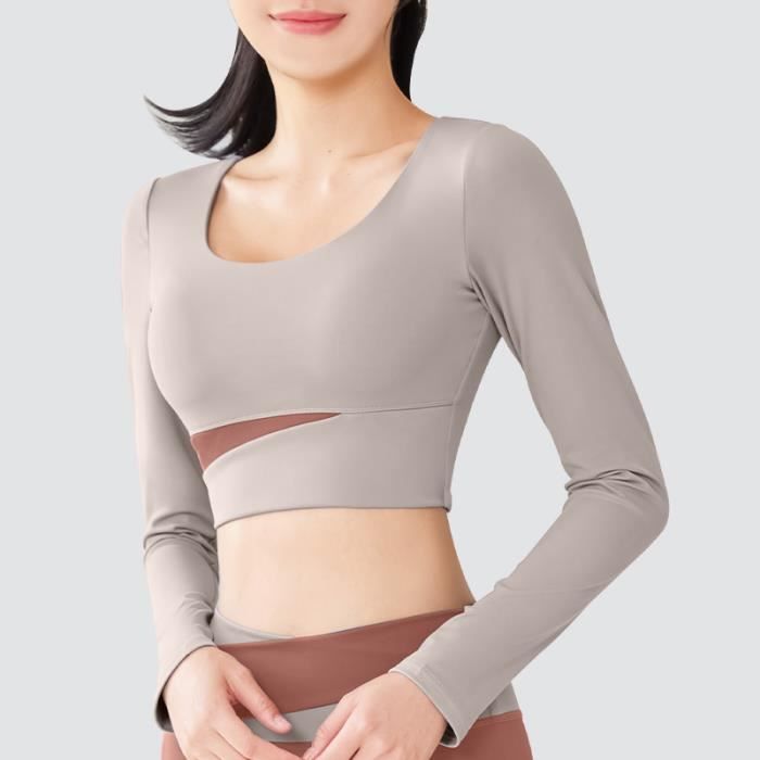 T shirt de sport Femme Court Col rond Manches longues S cher