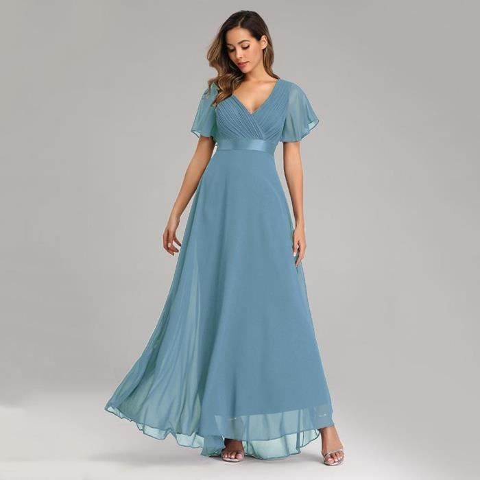 Double Vented Robe Robe de soirée en Double V-col et Manches Courtes - Bleu 2 Bleu 2 ...