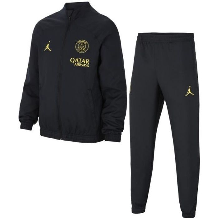 Ensemble de survetement Nike PSG STRIKE FOURTH Junior Ref. DR4878 011. Couleur Noir Jaune. Details du veste. Col montant
