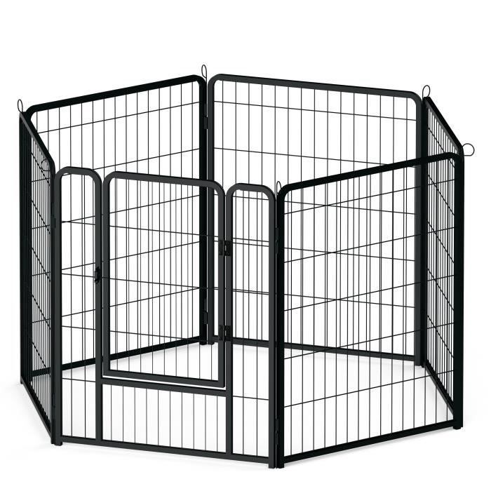 Meilleurs prix pour NAIZY Lot de 6 Clapiers Modulaires pour Chiens, Chats, Lapins, Enfants, Enclos en Métal avec Portes et Ancrages au Sol 80cm Hauteur