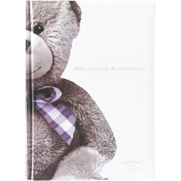 Mon journal de naissance Ourson blanc beige