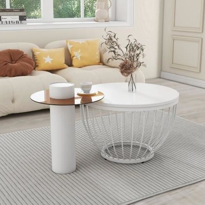 Lot de 2 Tables basses gigognes design nid de tables MDF aspect