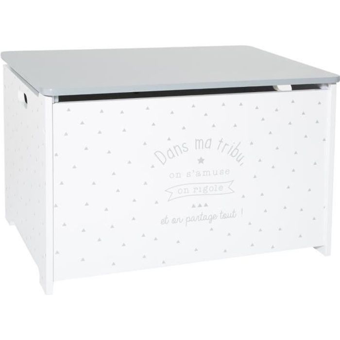Coffre A Jouets Gris En Bois L 58 X L 38 X H 38 Cm Achat