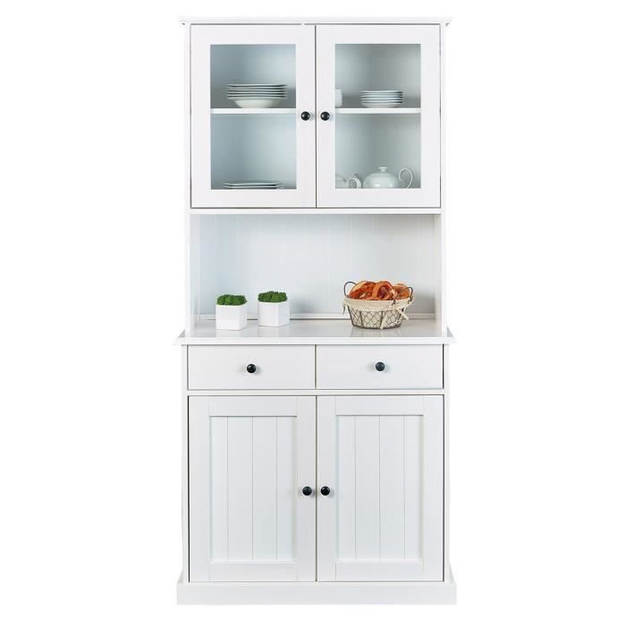 Vaisselier 4 portes et 2 tiroirs en bois massif blanc - Dim : L90 x H191 x P45 cm Vaisselier 4 portes et 2 tiroirs en bois massif blanc - Dim : L90 x H191 x P45 cm