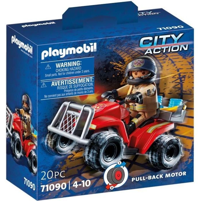 PLAYMOBIL - 71090 - Pompier et quad - Enfant 4 ans - Playmobil City Action - Plastique - Bleu