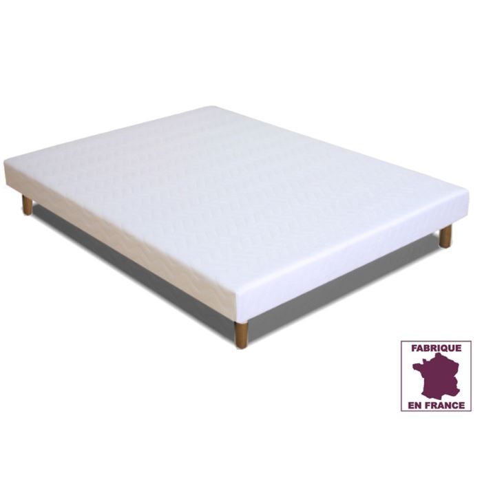 Sommier tapissier à lattes recouvertes 130 x 190 - PROMO MATELAS - Tonic - 12 lattes - Gris