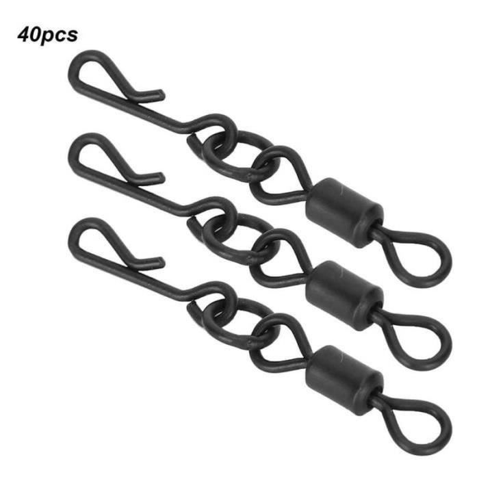 Atibin Lot De 50 émerillons De Pêche En Acier Inoxydable à Changement Rapide Nickel Noir 35 Kg