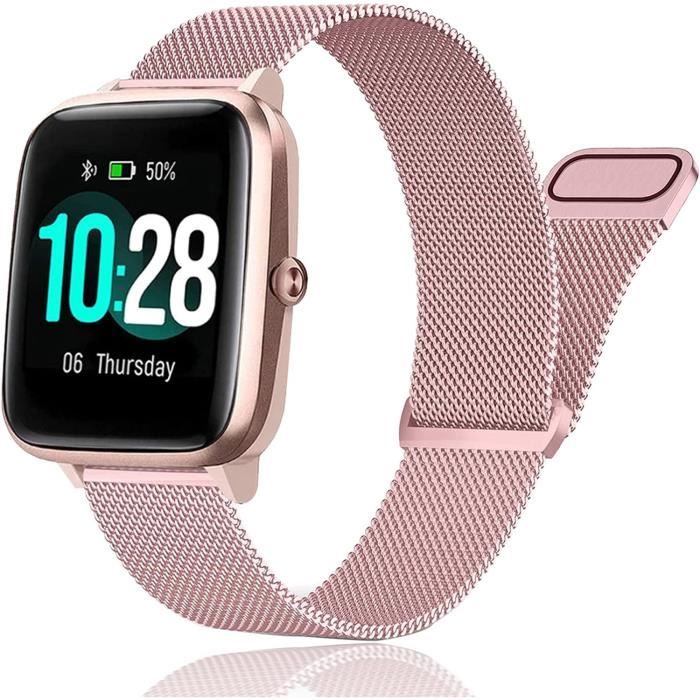 Cinturino In Metallo 19 Mm Compatibile Con GRV FC1, Veryfitpro, Letscom, Yamay E Molti Altri Smartwatch - Acciaio Inox, Chiusura Di Sicurezza