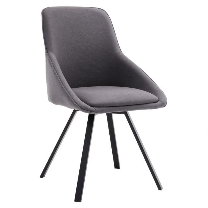 chaise tapissée - selsey - yanii - tissu - gris - métal - scandinave - moderne