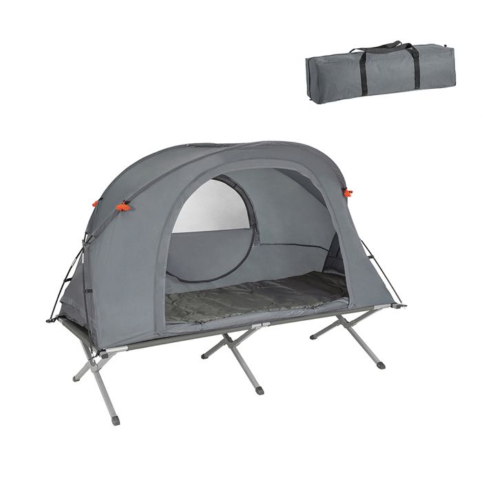 SoBuy OGS60-HG Lit de Camp Pliant en Aluminium Sac de Couchage Matelas Gonflable et Sac de Transport Charge Max 150kg