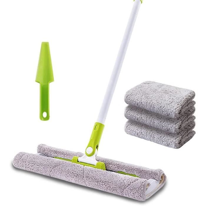 Serpillère En Microfibre Avec Balai Télescopique - Nettoyage Efficace De Tous Sols