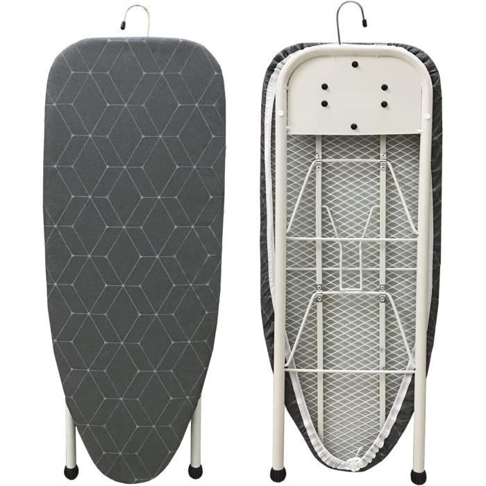 Table à Repasser Pliable Avec Crochet - Planche Portable 81x31cm - Housse Rembourrée - Gris - Idéale Voyage
