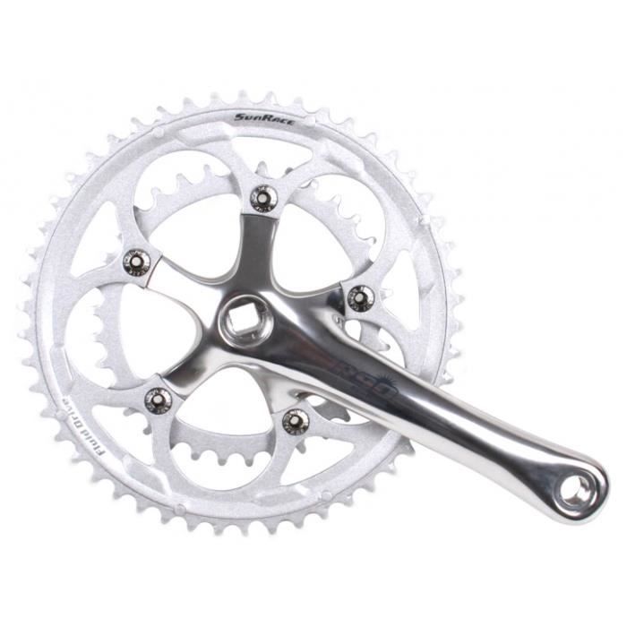 Pédalier FCR96 SUNRACE 34-50T Argent - Vélos de course - Profondeur de manivelles +2mm - Mixte