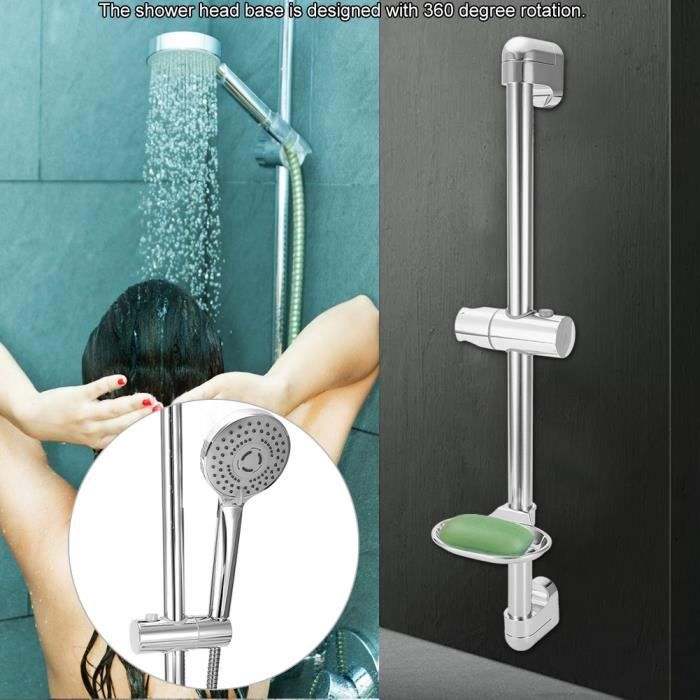 DRELD Support Pommeau Douche Réglable - Sans Perçage Ni Retrait Barre - 4 Tailles Pour Rails Carrés - Idéal Pour Toute Famille