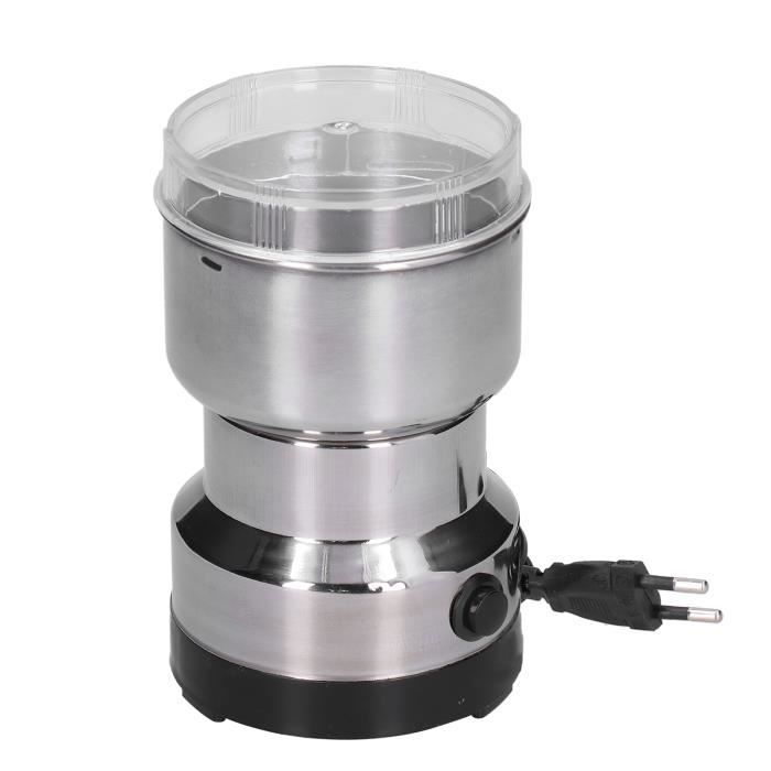 Moulin à Grains Électrique 150W – Broyeur Inox Multifonction Pour Café, Épices, Herbes & Noix – 150g – Rapide & Facile à Utiliser (Argent)