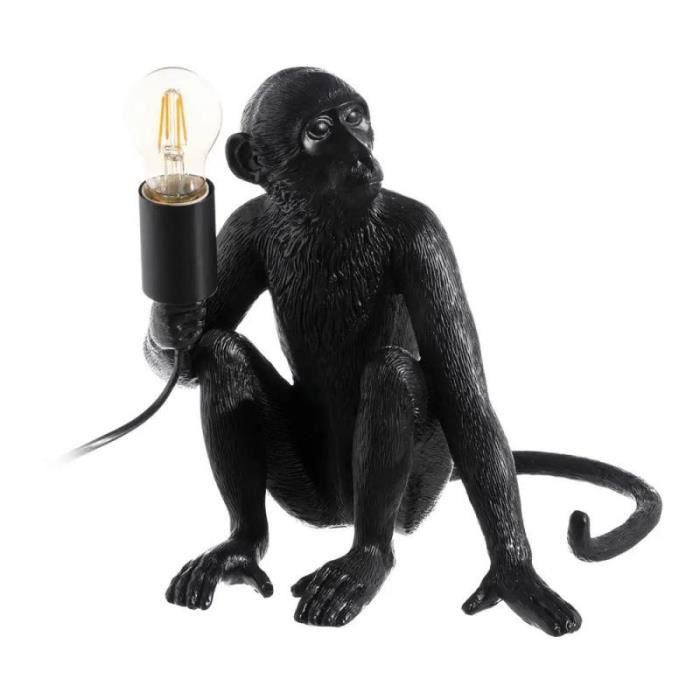 lampe de bureau singe resine noir ouistiti l 31 x l 31 x h 31 achat vente lampe de bureau singe resine cdiscount